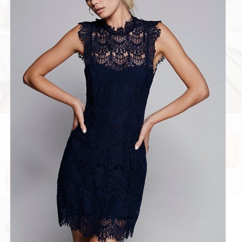 Free People Daydream Bodycon Slip Minidress Lace